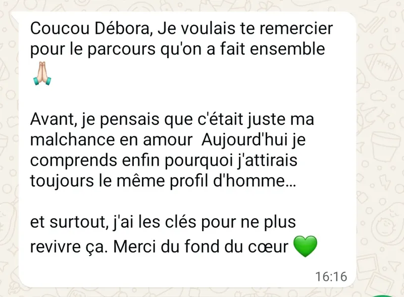 Feedback patiente Débora Solys 1